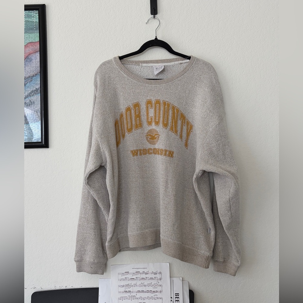 Vintage Door County Wisconsin Crewneck Sweatshirt Oatmeal Oversized Collegiate